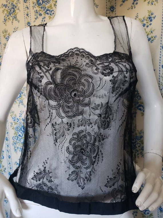 Edwardian Black Chantilly Lace Camisole - image 4