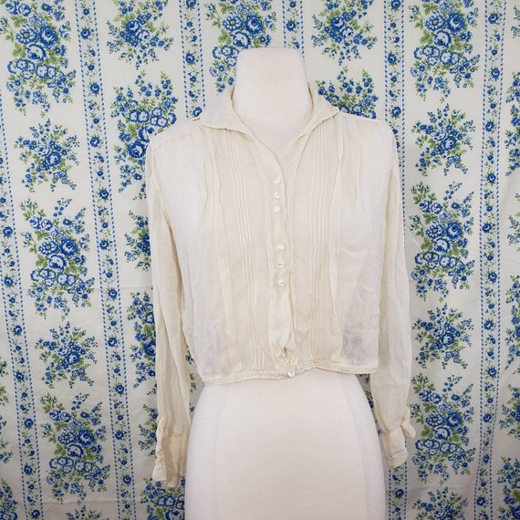 Edwardian silk crepe cropped blouse - image 1