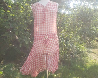 1920s Sheer Silk Gingham Dress