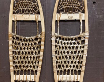 Handcrafted Traditional, Wood and Rawhide Snowshoes 9X30 Modified Bearpaw