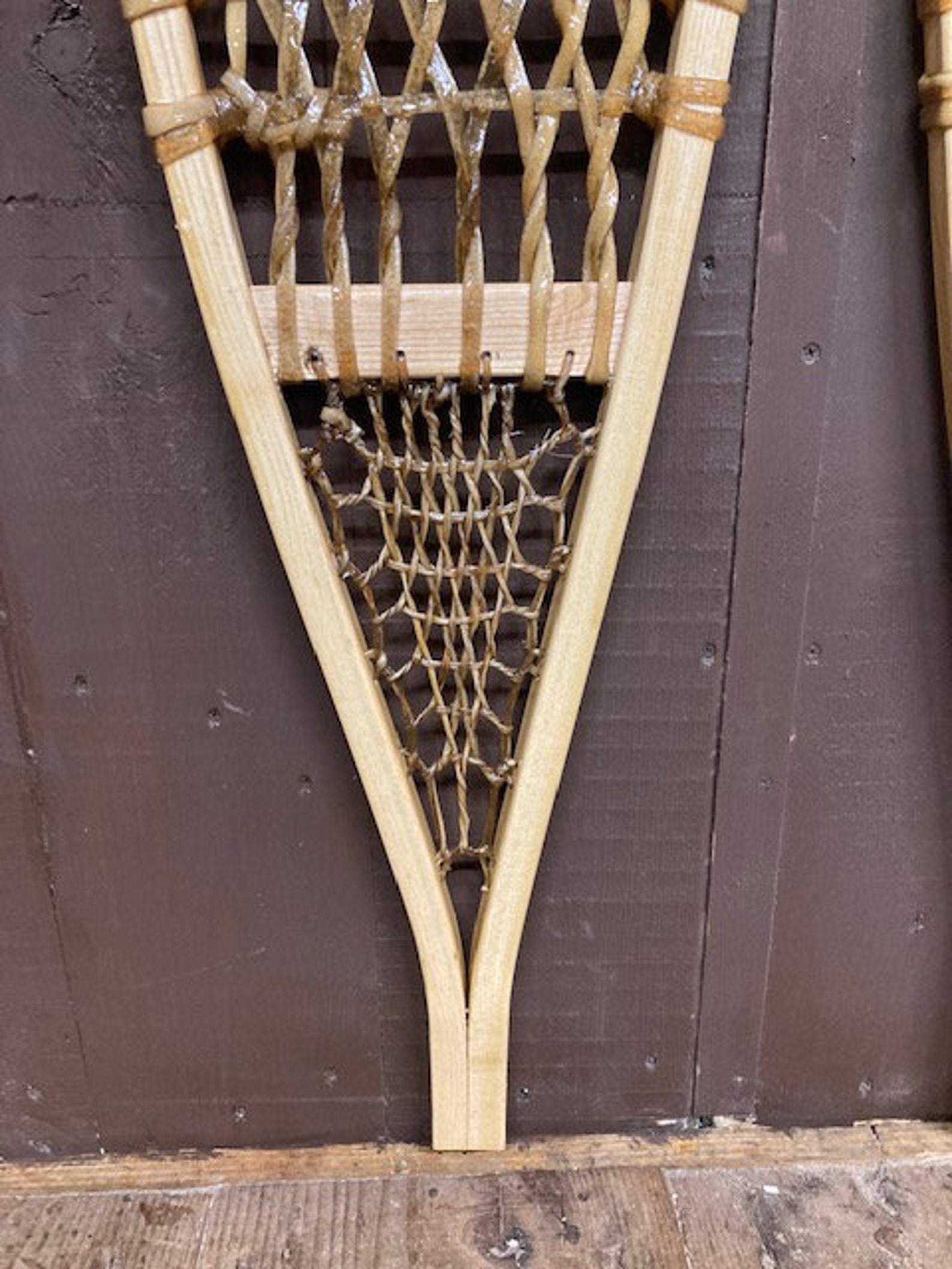 Ojibwa Style Wood and Rawhide Snowshoes 10x48 Etsy
