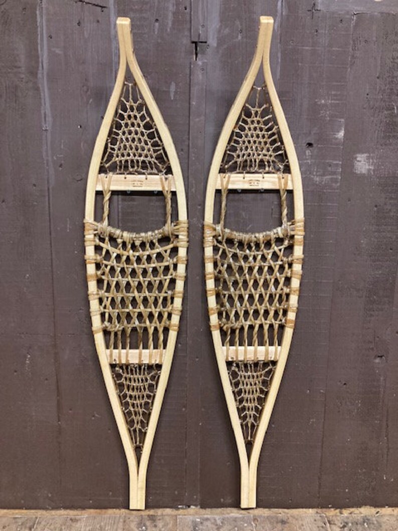 Ojibwa Style Wood and Rawhide Snowshoes 10x48 Etsy