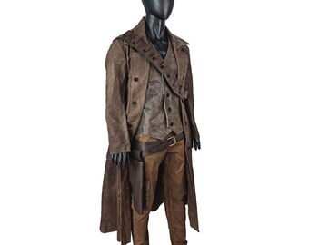 Inspiration From Fallout (The Ghoul) Trench/Duster With Leather Vest /Shoulder and Lower Waist Holster Belts.