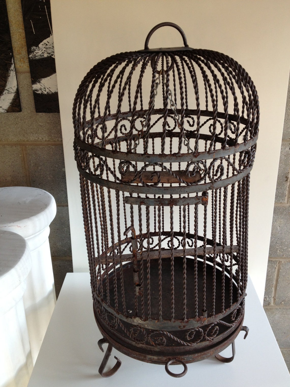 Vintage Wrought Iron Bird Cage Etsy