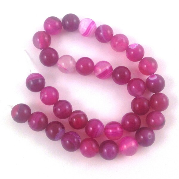 Round Rose Agate Gemstone Beads 12mm One Strand, Striped Natural Stone Beads, Supplies
