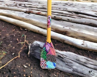 Hand-Painted Decorative Wooden Paddle, Cabin Decor (29.5 inch)