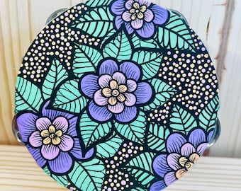Hand-Painted 6" Floral Art Tambourine