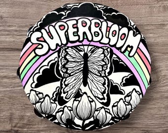 Tambourine Hand Painted - Superbloom - 10 inch diameter