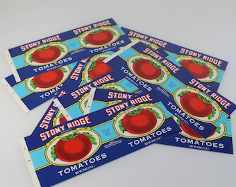 Vintage Canning Labels - Stony Ridge Tomatoes | FREE SHIPPING