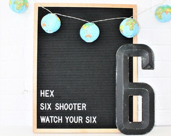 Black Metal Number 6 | FREE SHIPPING | Industrial Number | 14 Inch Metal Number | Damaged New Old Stock