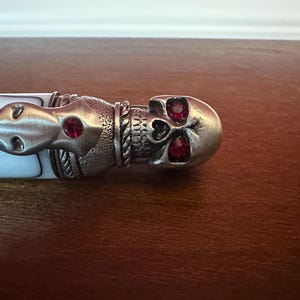 Skull Rollerball Pen | Human Skull Look | Red Crystal Eyes | Handmade Pen | Antique Pewter | Biker Gift Pen | 1911