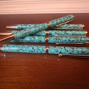 Türkis Acryl handgemachte Stift | Journal Stift | Gold und Chrom-Finish | 1333