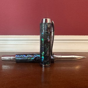 Paua Abalone Shell Pen | Rollerball Pen Chrome Finish | Rollerball | Gift 2040