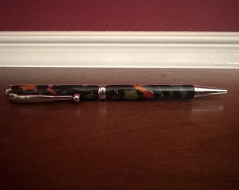 Autumn Flecks Acrylic Pen - Petite Pen - Planner Pen - Journal - Graduation Gift - Office Desk - Handmade Gift - Chrome Finish 2041