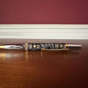 Circuit Board Ballpoint Pen | Titanium Gold & Chrome Tech Gift 2339