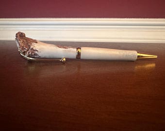 Deer Antler Pen: Handmade Gold Titanium Finish - Hunter Gift 2428