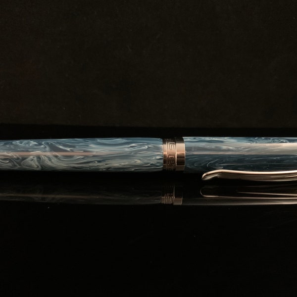 Blue Amedeo Rollerball Handmade Pen | Closed End | Ink pen gift | Chrome Gold Finish 1428 1429 1430