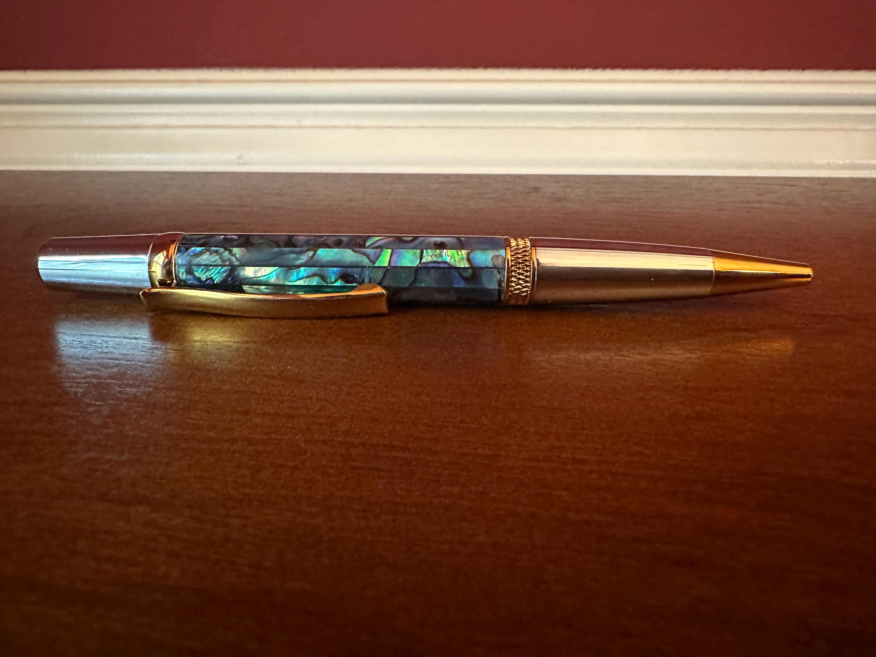 パウアアワビ貝ボールペン | ブルーナチュラルアワビ | ギフトアイデア