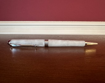 White Aqua Pearl Acrylic Pen | Handmade Pen Gift | Chrome finish | Wedding White Pen gift | Guest Book Signing Pen 1996
