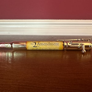 Bolt Action 2nd Amendment Pen - Military Gift - Bullet 30 Caliber  - Gold Finish - Rifle Clip - Patriotism - gift 2377