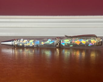 Crystal Prism Pen | White Acrylic Pen | Faceted sparkle | Mothers Day Gift  | Anniversary Gift  | Twist Mechanism | 1751