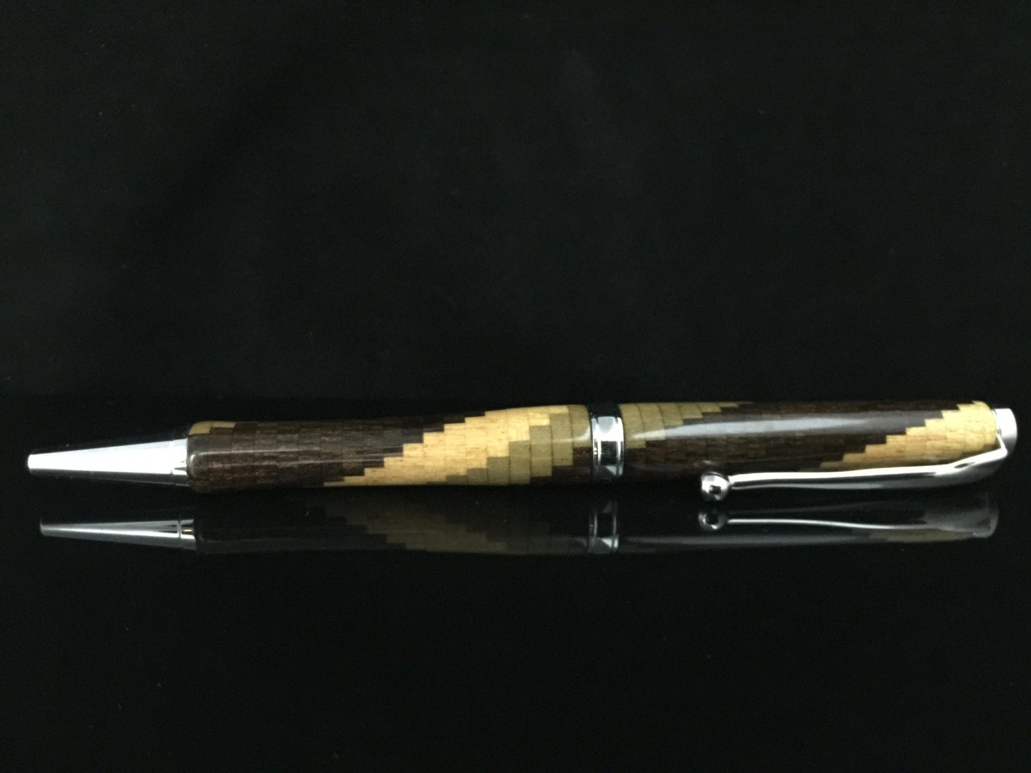 Wood Pen Yellow Heart Wood Poplar Wood Ebony Wood Chrome Etsy