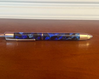 Long Boy Click Pen | Cerulean Blue Acrylic | Desk Accessory | Journal Pen | Gift Idea | Mother’s Day gift | Chrome Finish | 2089