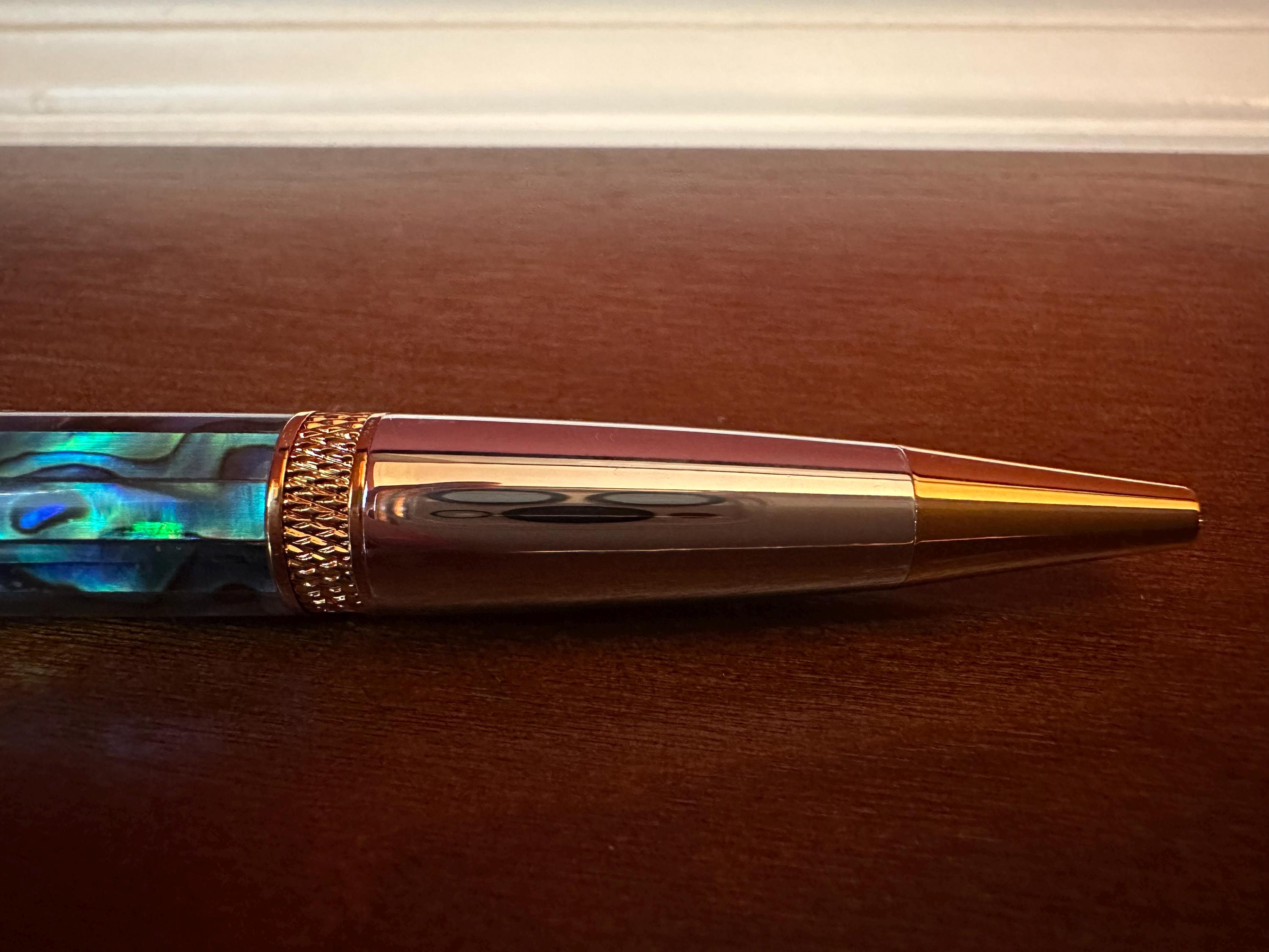 パウアアワビ貝ボールペン | ブルーナチュラルアワビ | ギフトアイデア