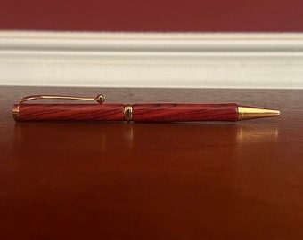 Cocobolo Wood Pen - Office Desk  - Handmade Gift - Planner Pen - Journal Pen - Gold Titanium Nitride Finish - 1626