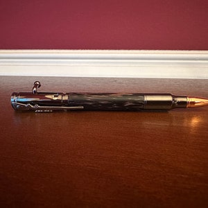 BOSS - Black ballpoint pen with signature-stripe detail