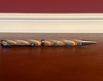 Southwestern Pen - Hardwood  Veeners - Petite Pen - Planner Pen - Journal Pen  - Office Desk - Handmade Gift - Gun Metal Finish 2023