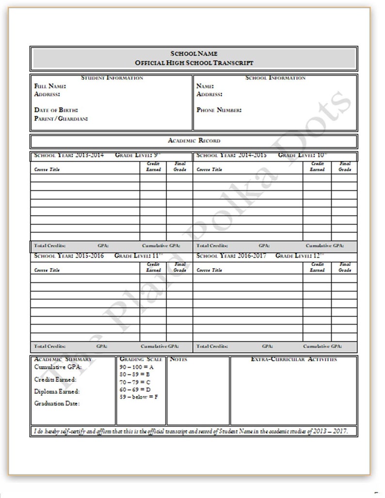 free homeschool transcript download