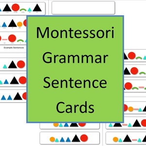 Tiras de tarjetas de frases con símbolos de gramática Montessori (¡34 en juego!) + fuente de dislexia con lista de palabras BONUS