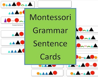 Montessori Grammar Symbol Sentence Cards Strips (34 in set!) + BONUS word list dyslexia font