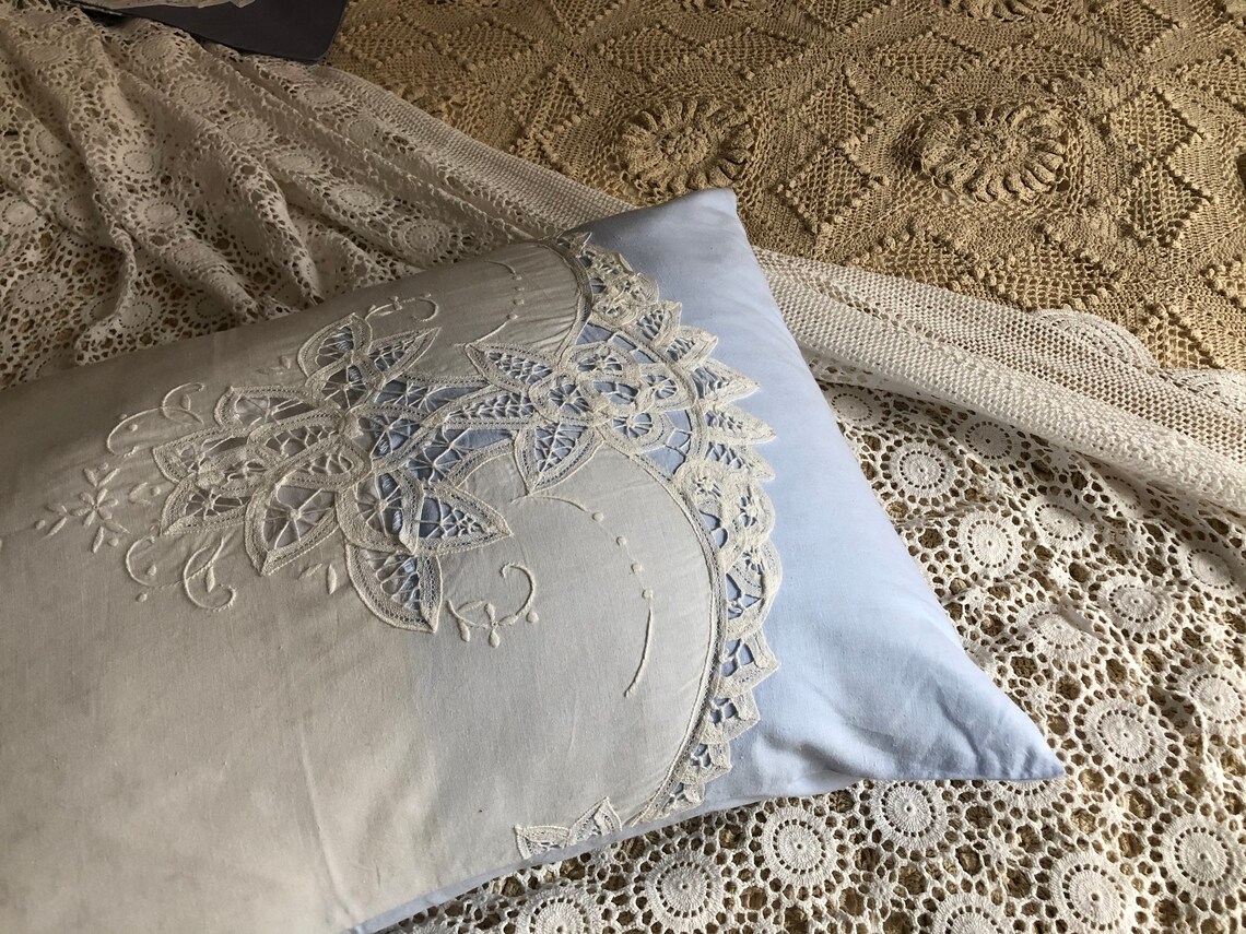Sale Handmade Lace Pillow Shams Hand Embroidery with Etsy