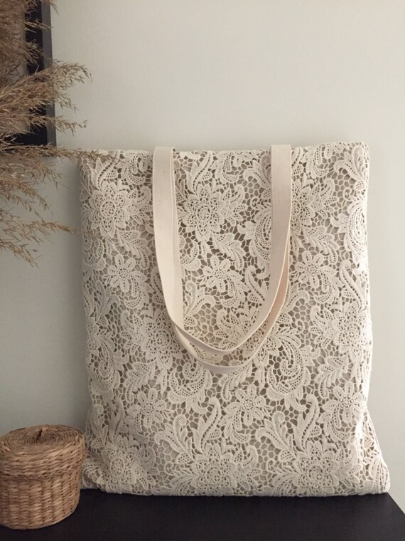 Bridesmaid Gift Handmade Shabby Chic Cotton Wedding Bag Lace Bag