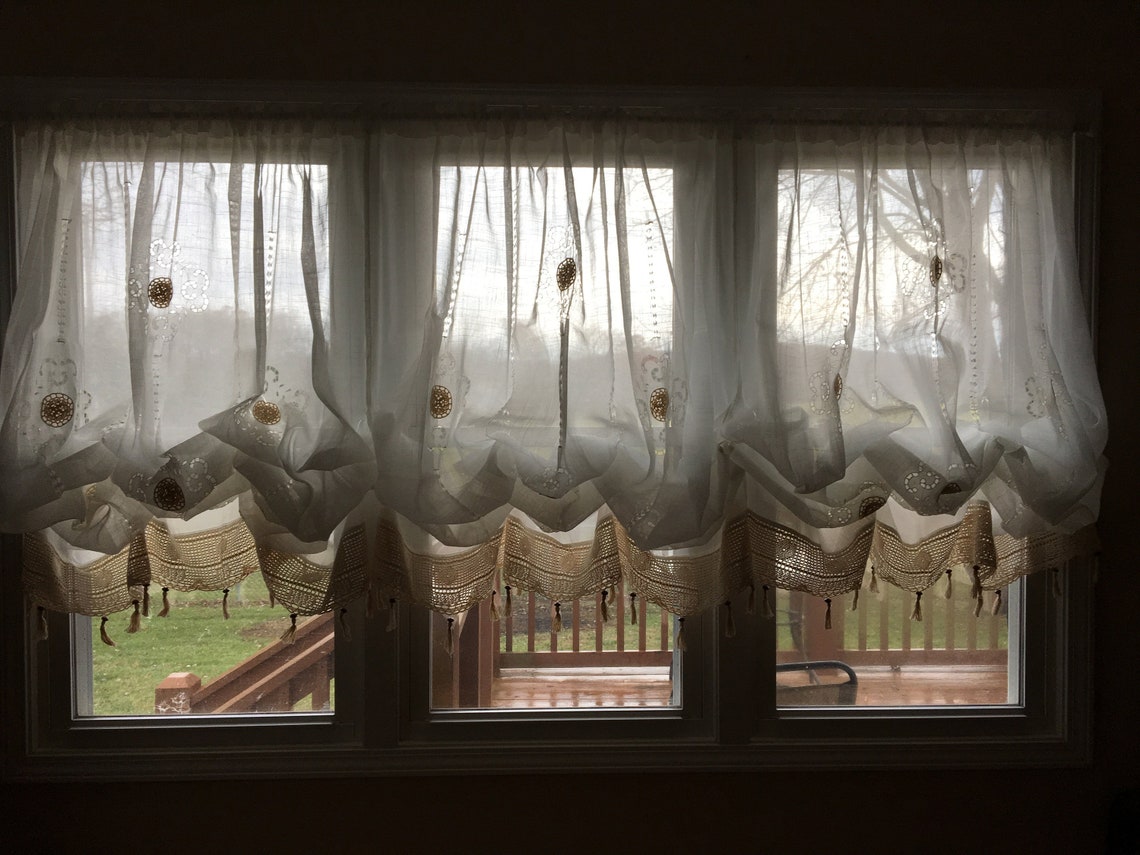 Sale Shabby Chic Drawnwork Balloon Curtain Pullup Curtain Etsy