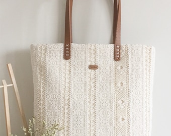 Bridesmaid Gift: Handmade Shabby Chic Cotton Wedding Bag, Lace Bag, Lace Tote, Vintage Style, Ivory/Off White Made to Order, L070