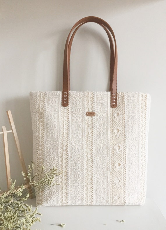 Bridesmaid Gift Handmade Shabby Chic Cotton Wedding Bag Lace Bag