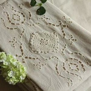 Predestination: Rustic Vintage Country Style Cotton Cutwork Crochet Lace Trim Curtain Panel, Rod Pocket/Pinch Pleated Drape