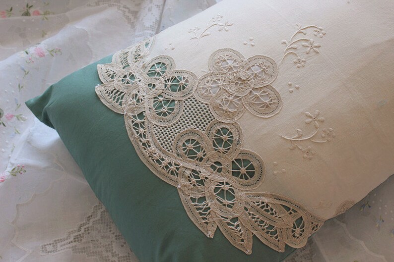 Sale Handmade Lace Pillow Shams Hand Embroidery with Etsy