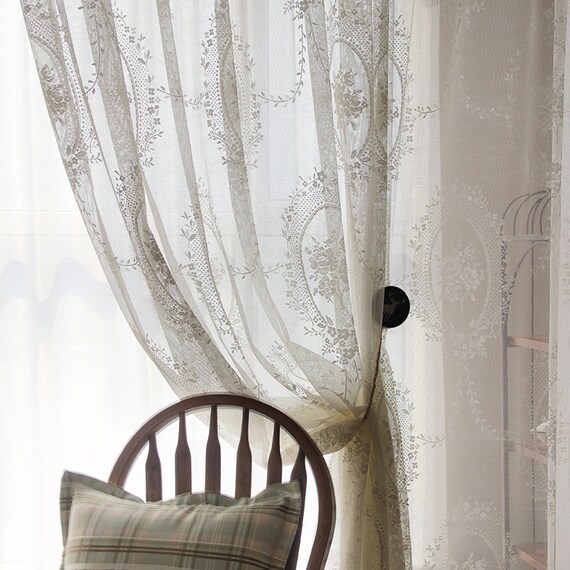 Stunning Shabby Chic Fairy Tale White Sheer Curtain Lace Etsy
