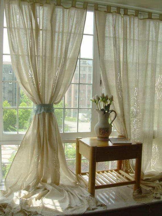 Stunning Shabby Chic Cotton Linen Hand Drawnwork Joint Hem Etsy