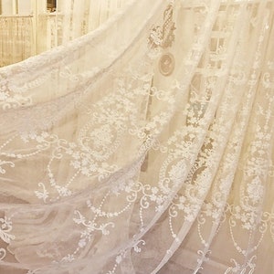 Rococo Shabby Chic Fairy Tale Delicate Sheer White Embroidery Curtain ...