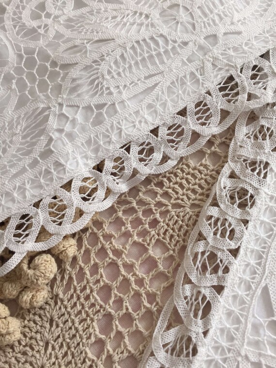 A Pair of Shabby Chic Cotton Handmade Battenburg Lace Pillow Shams, Pillow Slips, QueenStandard Size, Linens, Quilt BC027 A Pair of Shabby Chic Cotton Handmade Battenburg Lace Pillow Shams, Pillow Slips, QueenStandard Size, Linens, Quilt BC027