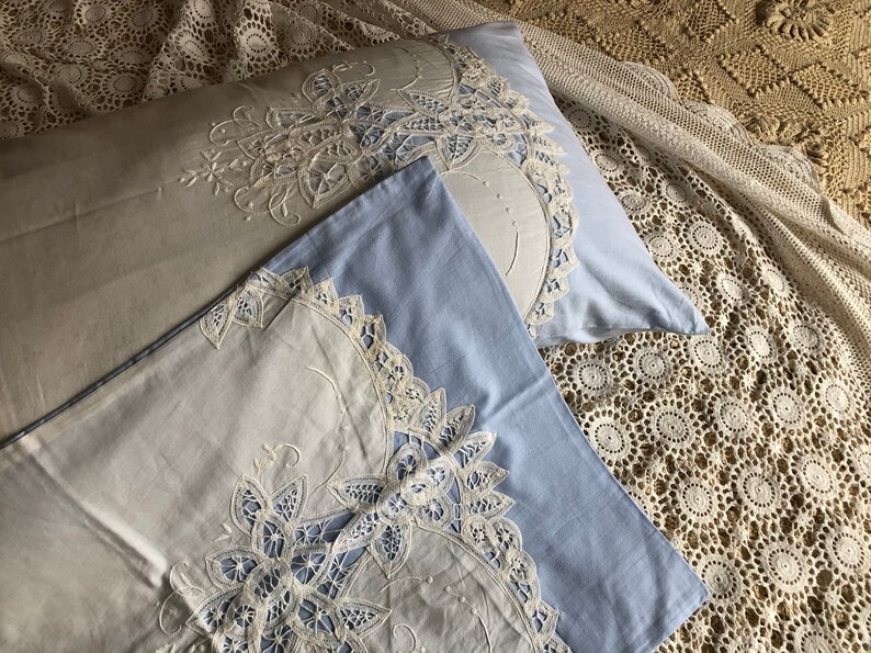 Sale Handmade Lace Pillow Shams Hand Embroidery with Etsy