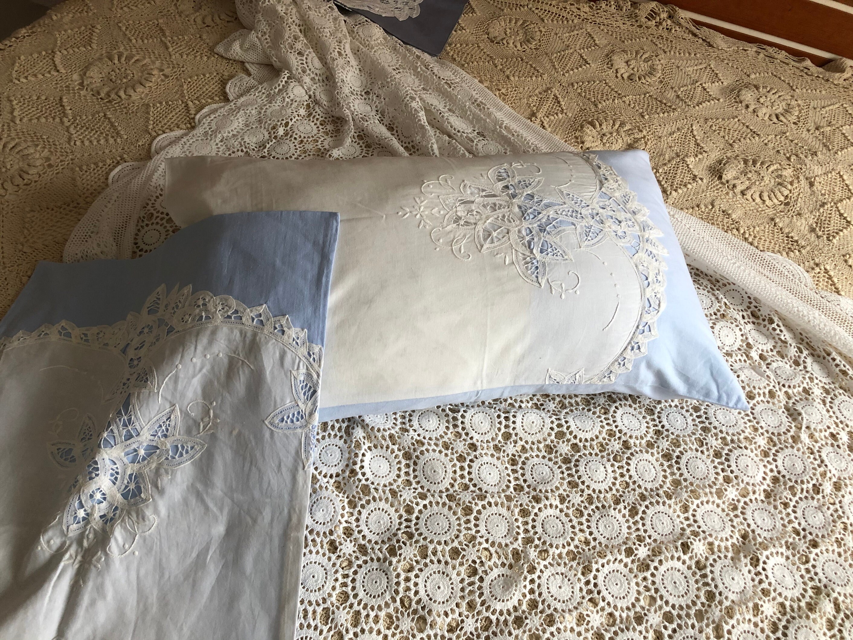 Sale Handmade Lace Pillow Shams Hand Embroidery with Etsy