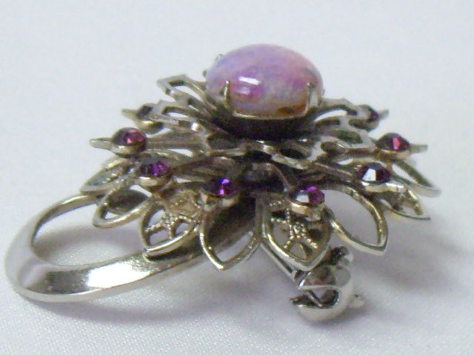 Vintage Fire Opal Purple Rhinestone Lapel Pin Brooch Etsy