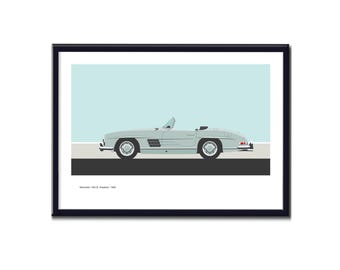 メルセデス・ベンツ SL クーペ 1954 額入り広告壁アートプリント