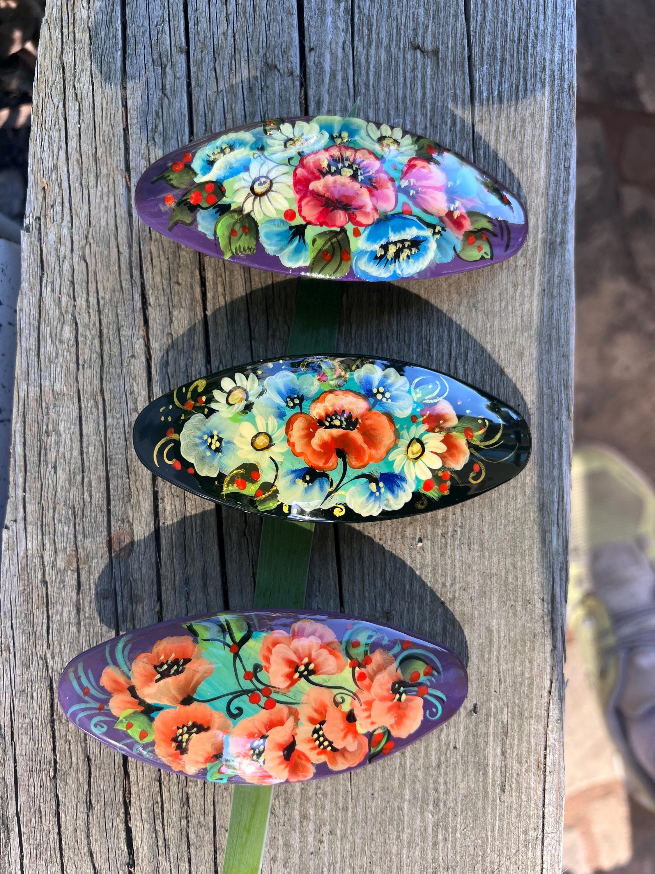 Russian Hand Painted Hair Barrette - Etsy